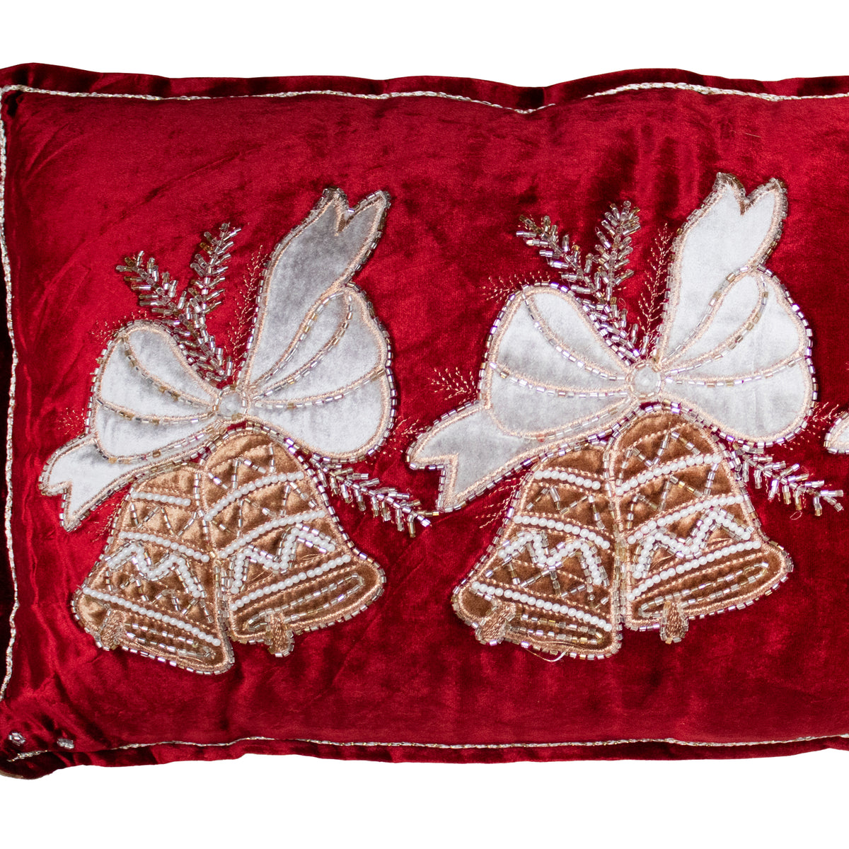 Cushion x-mass bells red/multi velvet 35x50