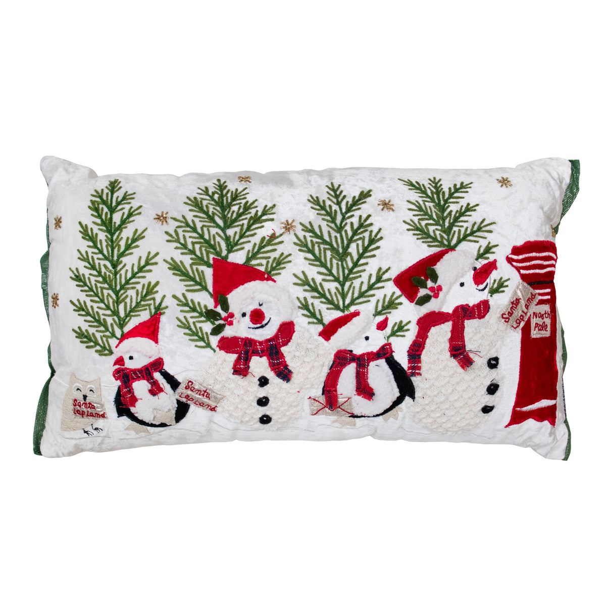 Cushion x-mass snowman/pinguin multi velvet 35x55