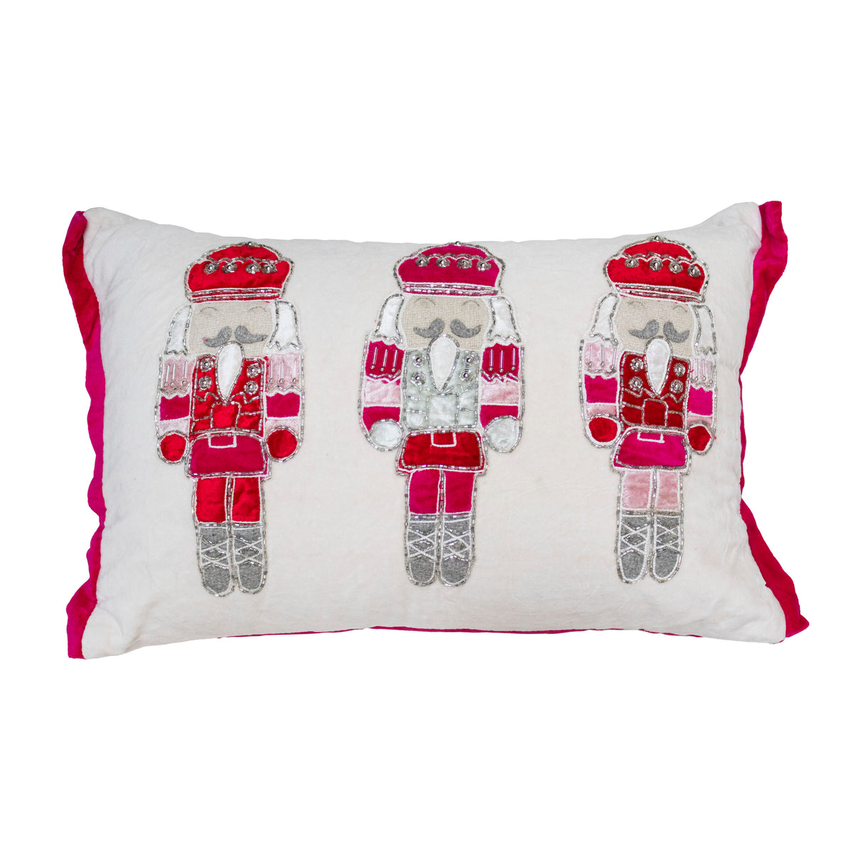 OUTLET Cushion x-mass nutcrackers ivory/multi velvet 35x50