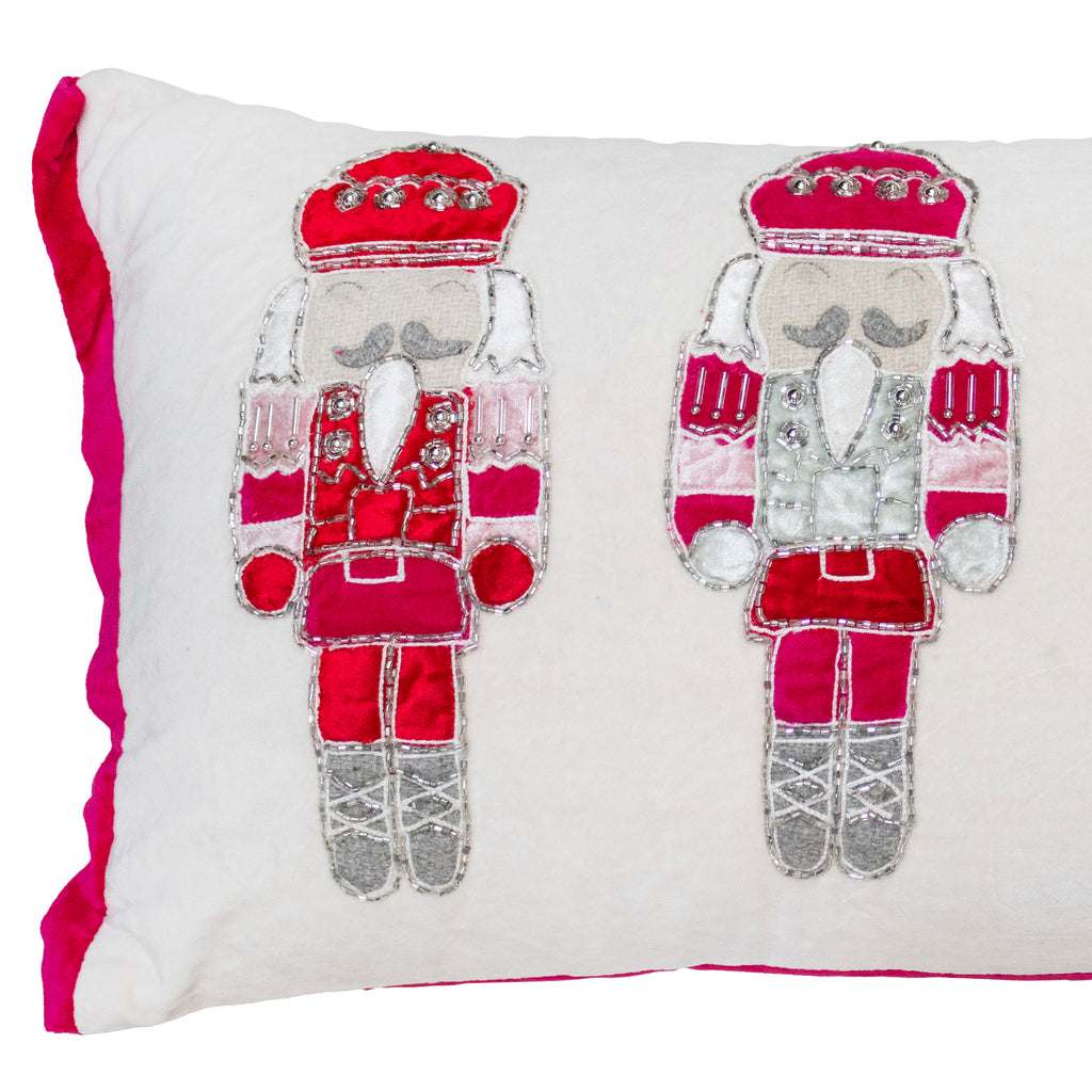 OUTLET Cushion x-mass nutcrackers ivory/multi velvet 35x50