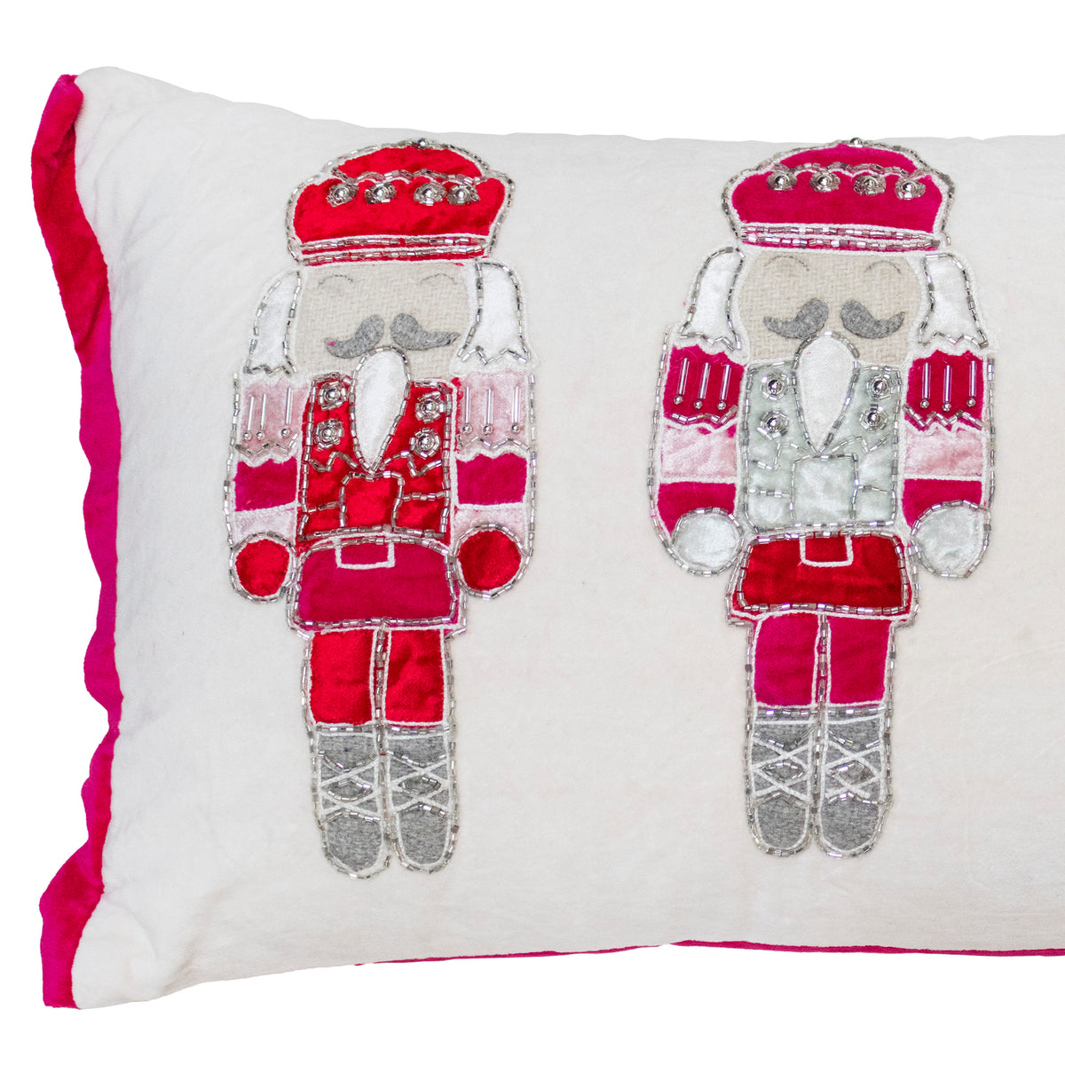 OUTLET Cushion x-mass nutcrackers ivory/multi velvet 35x50