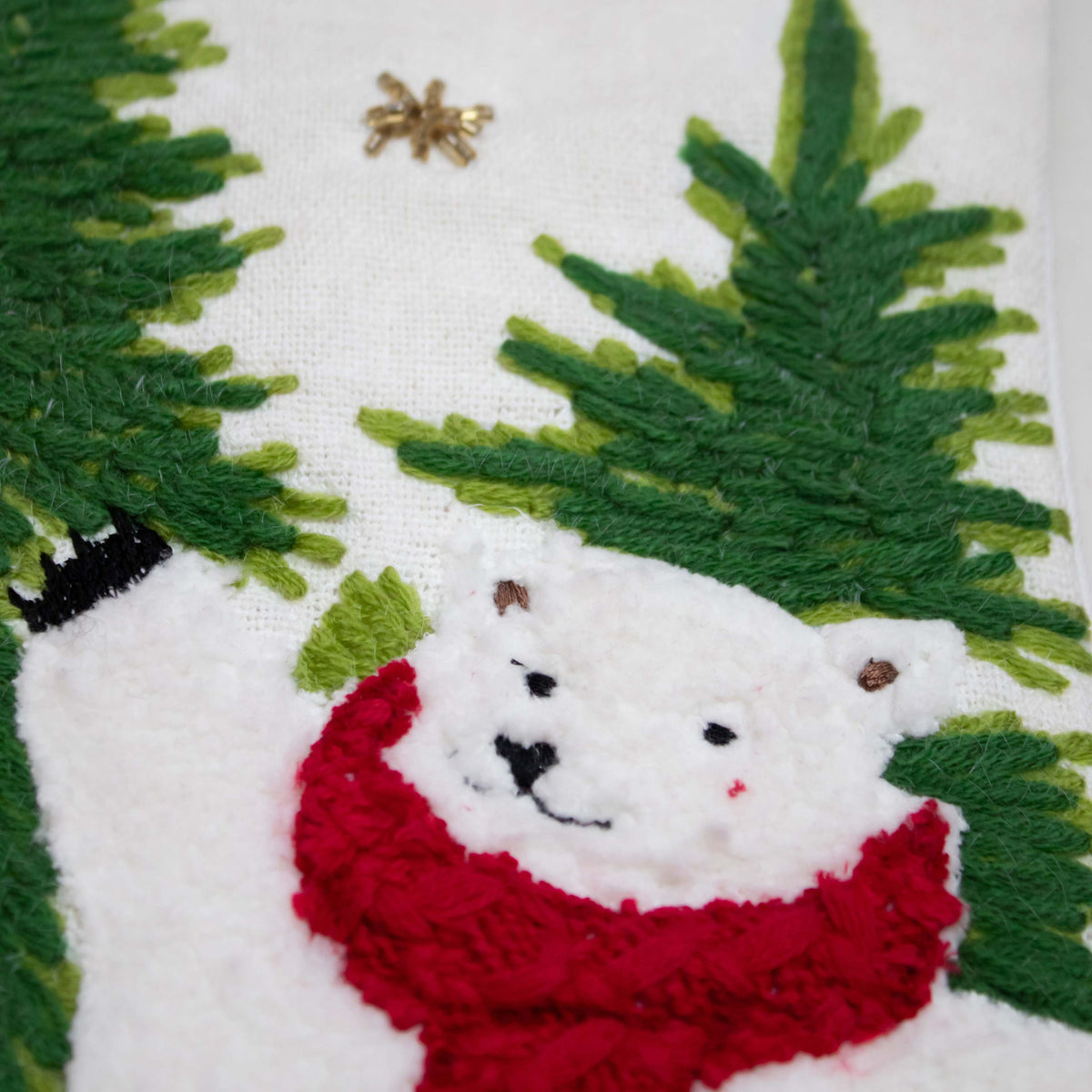 Stocking x-mass polar bear white/multi velvet 20x50