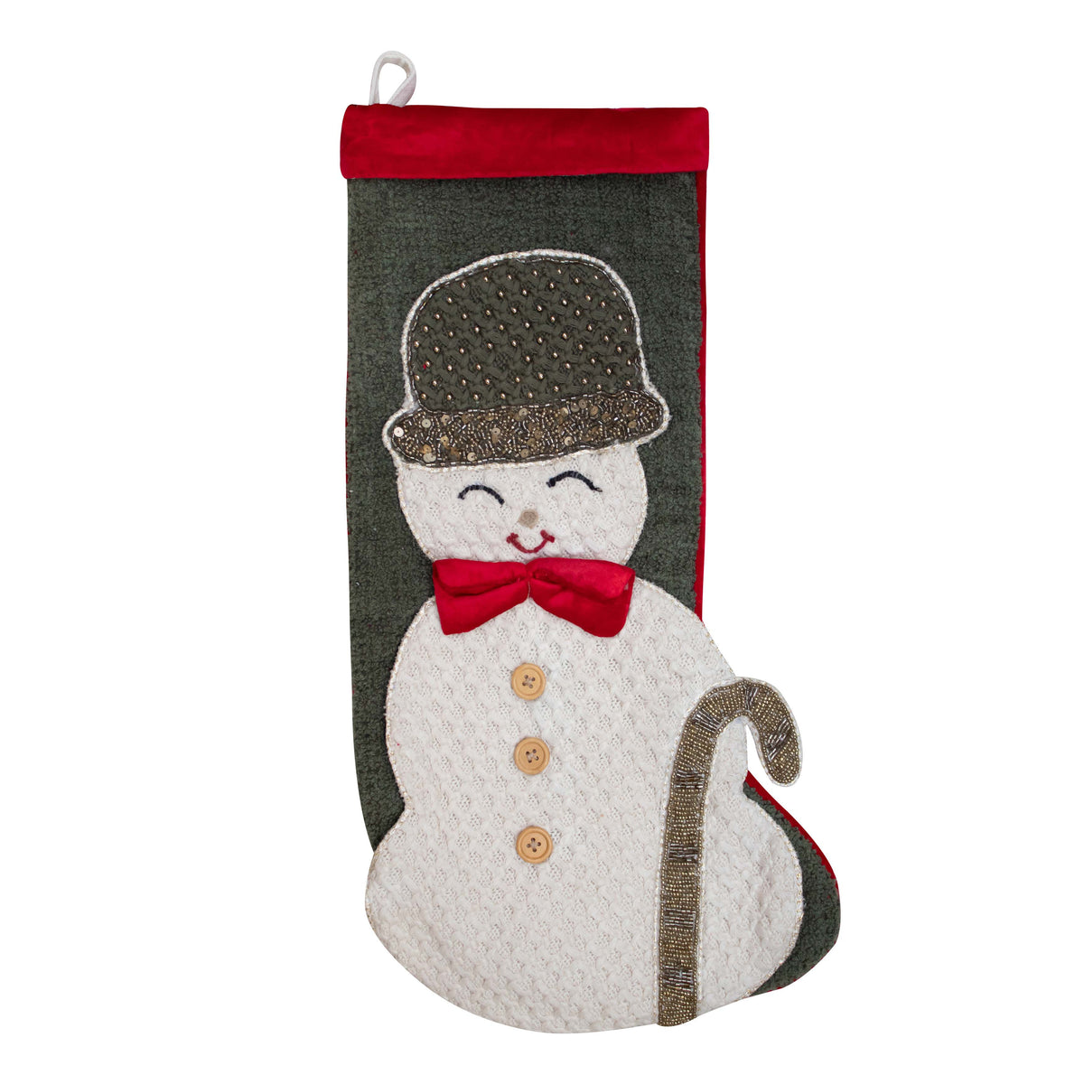 Stocking x-mass 3D snowman white/multi 20x50