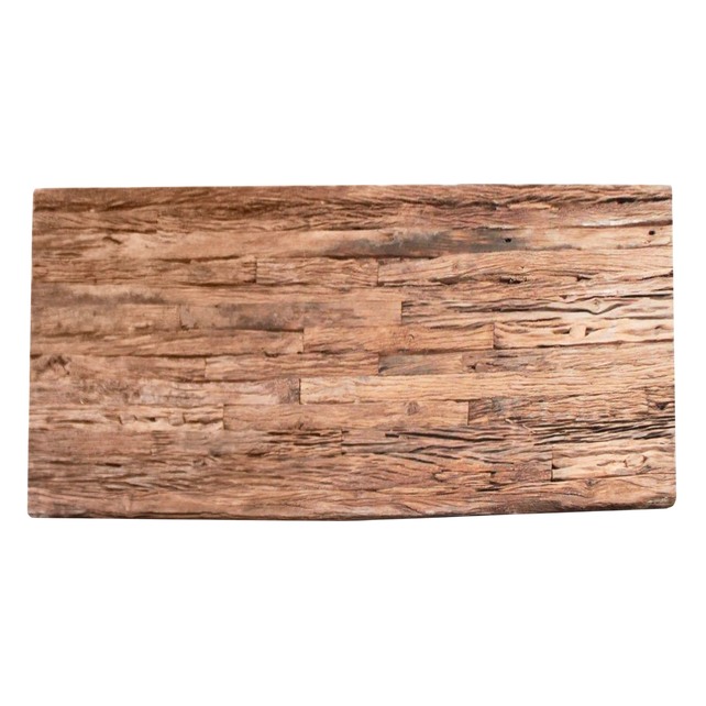 Table top rect. reclaimed wood w/glass 200x100x4