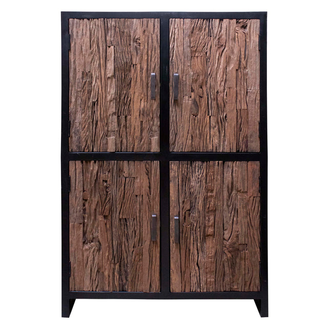 Cabinet reclaimed wood iron frame 100x45x155