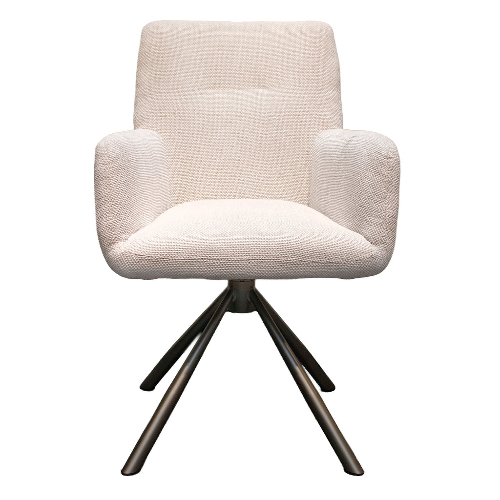 Dining chair HERA w/champagne leg 60x68x90cm cream