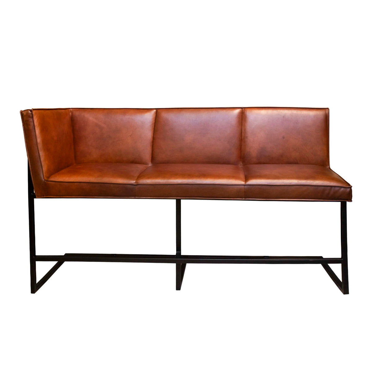 Bar bench Portel w/corner brandy buffalo leather 200x60x117