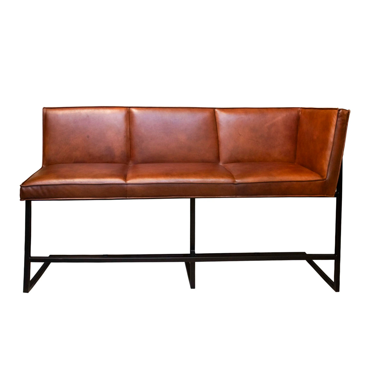 Bar bench Portel w/corner brandy buffalo leather 200x60x117