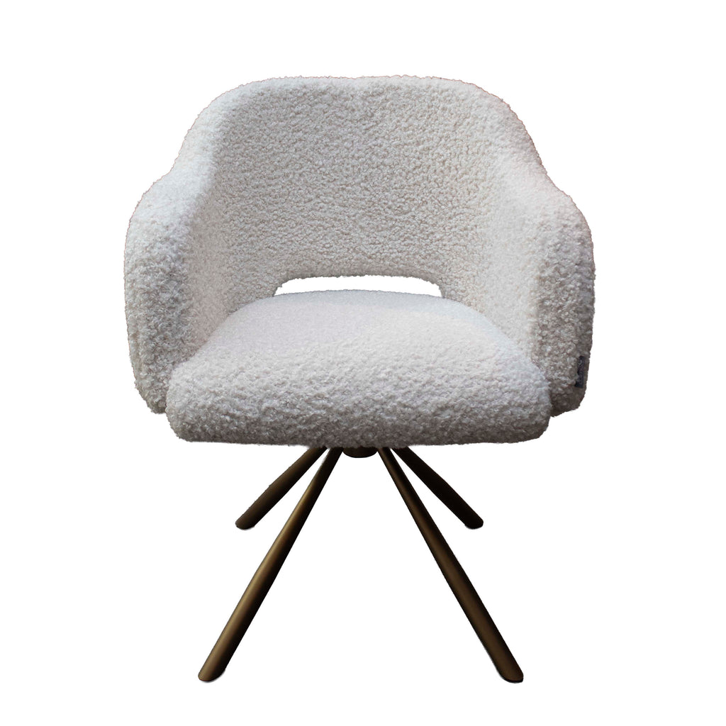 Dining chair COSTA w/antique bronze leg 63x63x84cm cream