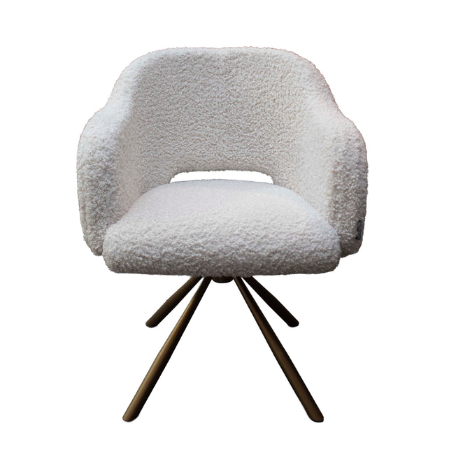 Dining chair COSTA w/antique bronze leg 63x63x84cm cream