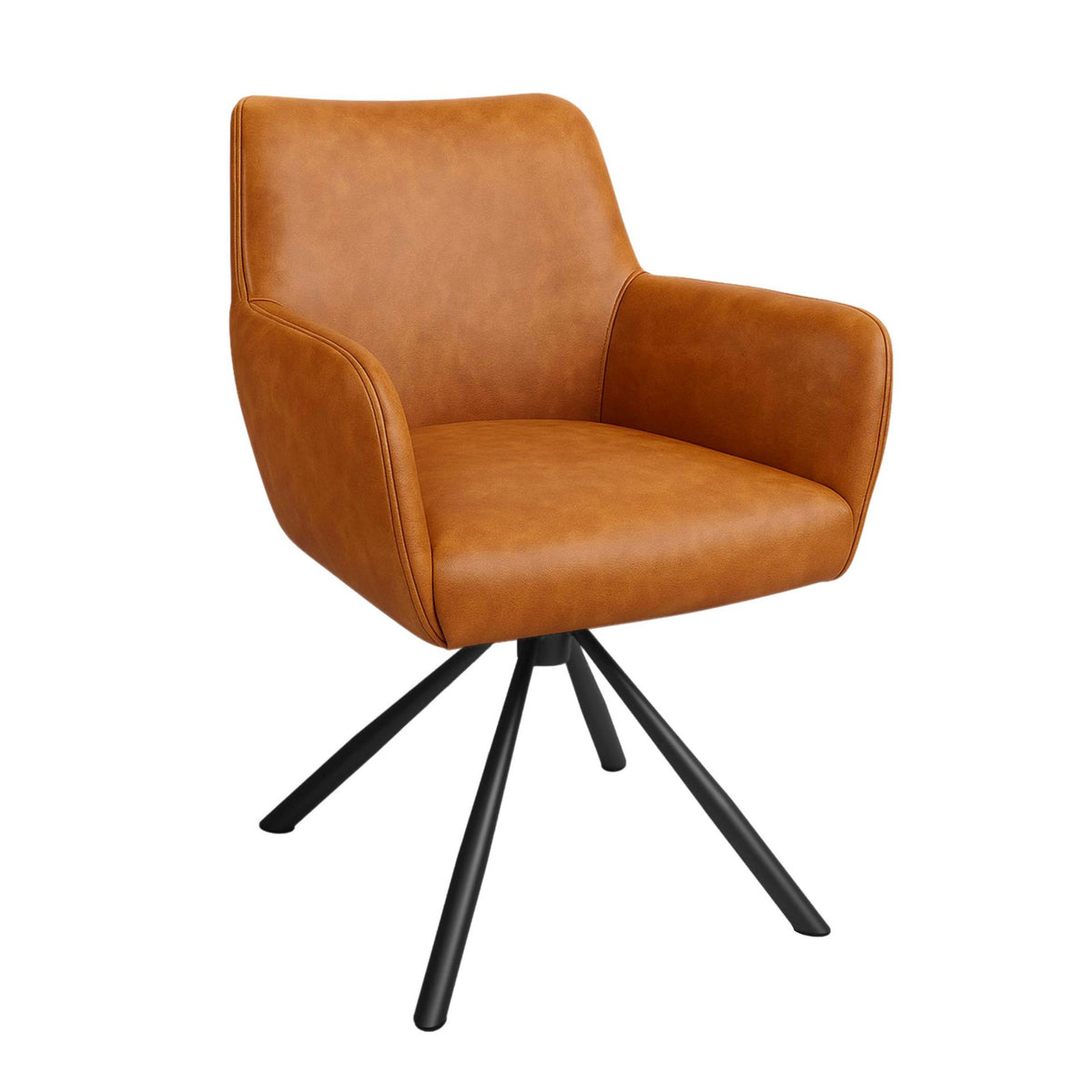 Dining chair SANTOS buffalo leather 60x63x90cm cognac