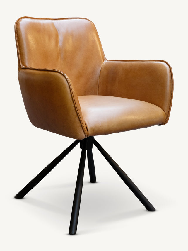 Dining chair SANTOS bull leather 60x63x90cm brown