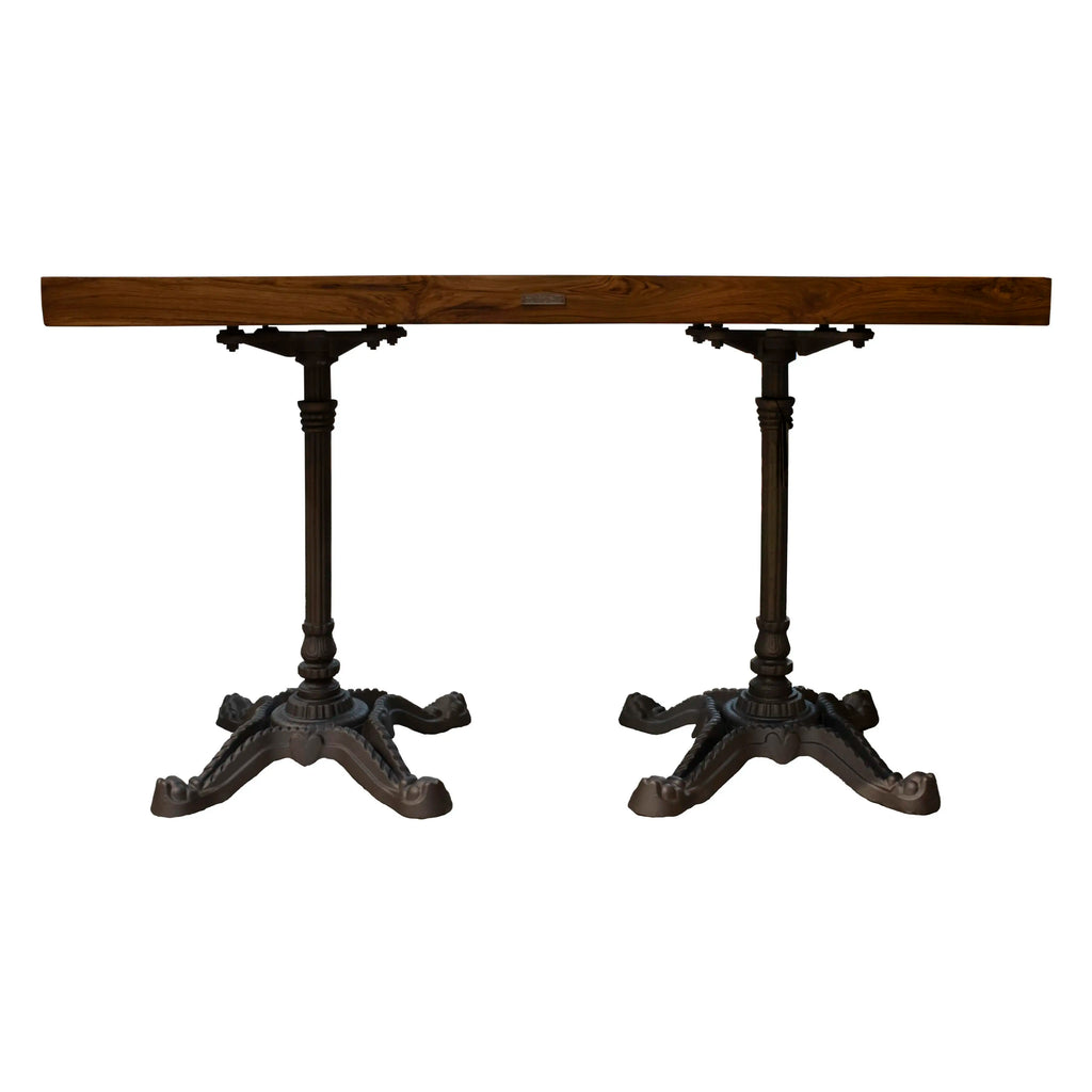 Bistro table marble top w/teak wood IR/BLACK 120x70x76