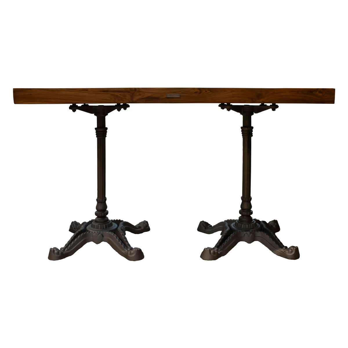 Bistro table marble top w/teak wood IR/BLACK 120x70x76