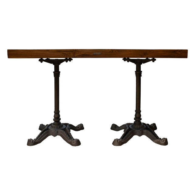 Bistro table marble top w/teak wood IR/BLACK 120x70x76