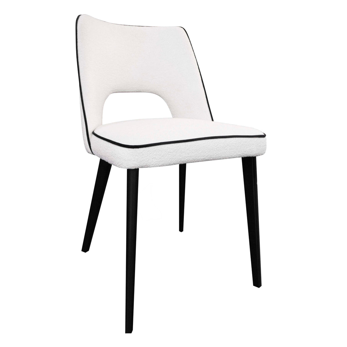 OUTLET Dining chair Lily white w/black piping