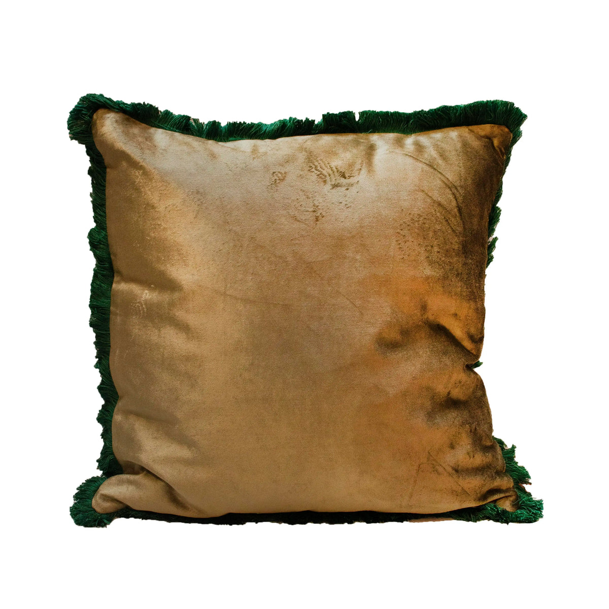 Cushion w/fringe green velvet CO/VI 45x45