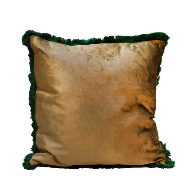Cushion w/fringe green velvet CO/VI 45x45