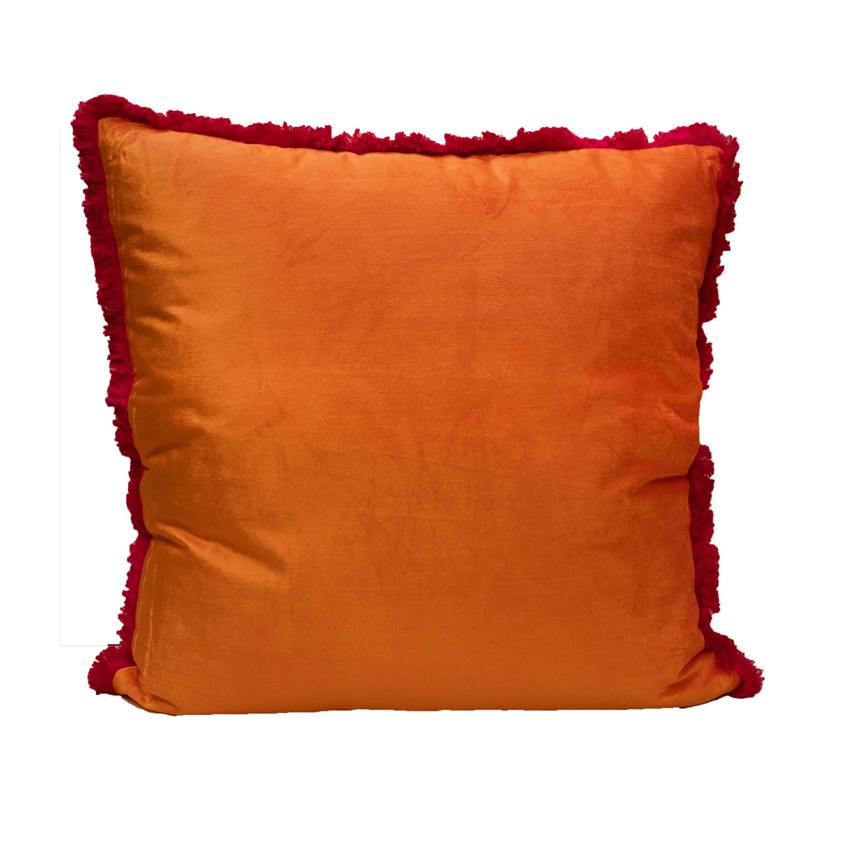 Cushion w/fringe orange/fuchsia velvet VI/CO 60x60