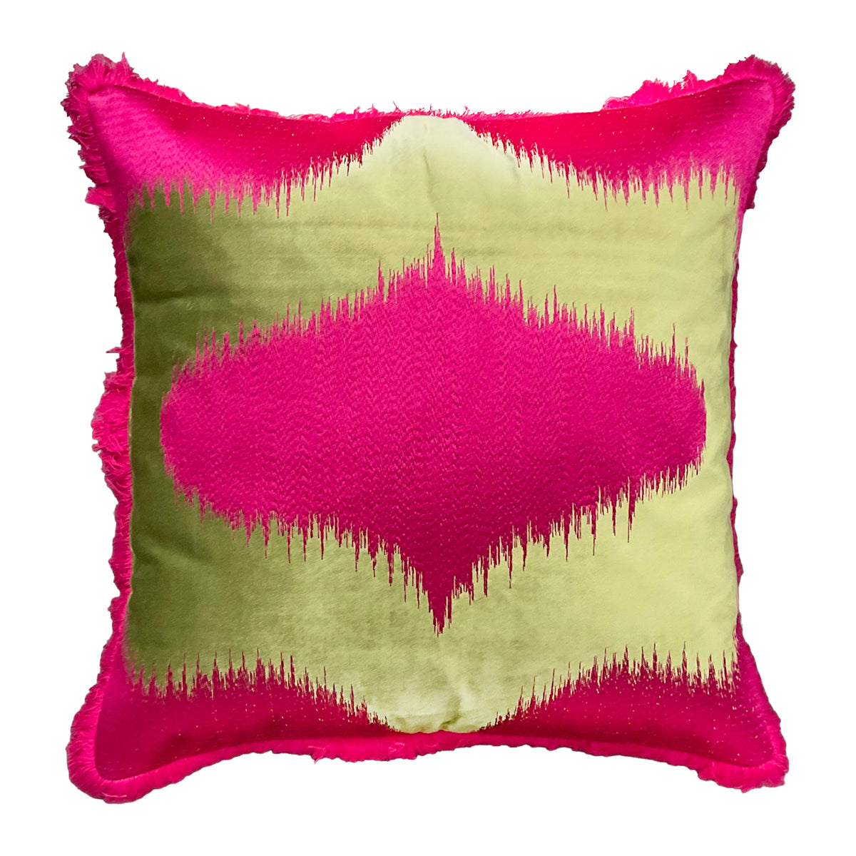 Cushion w/fringe fuchsia/mint velvet VI/CO 50x50