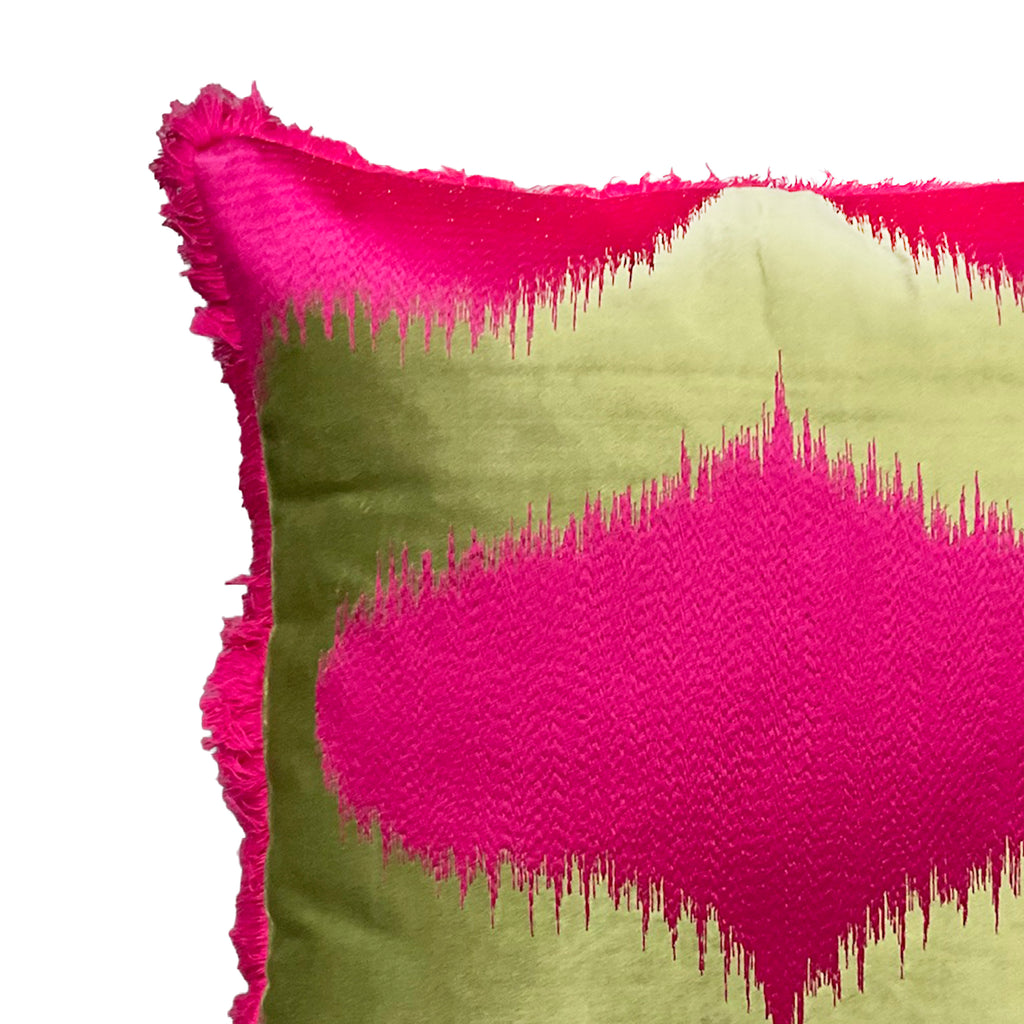 Cushion w/fringe fuchsia/mint velvet VI/CO 50x50
