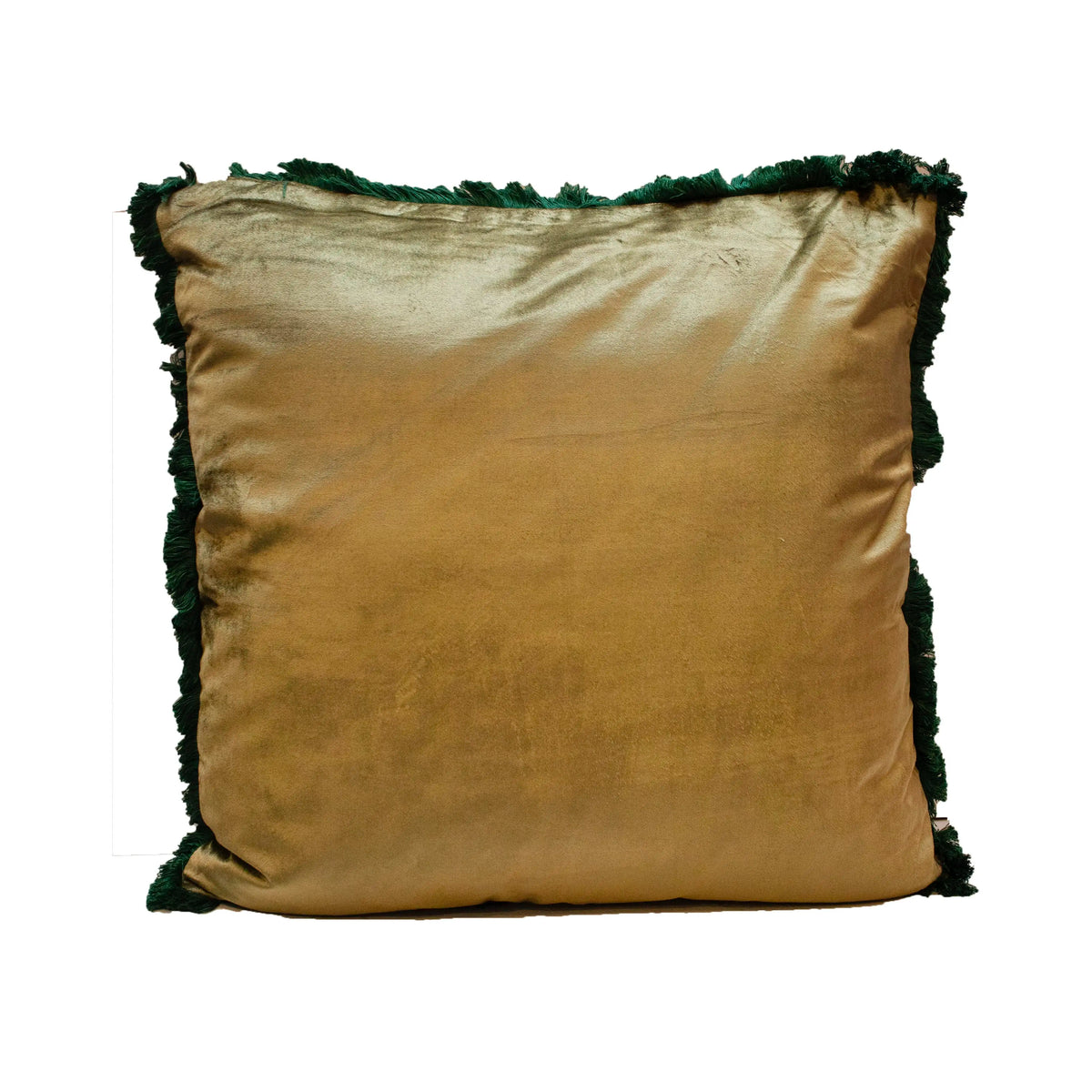 Cushion w/fringe green velvet CO/VI 60x60