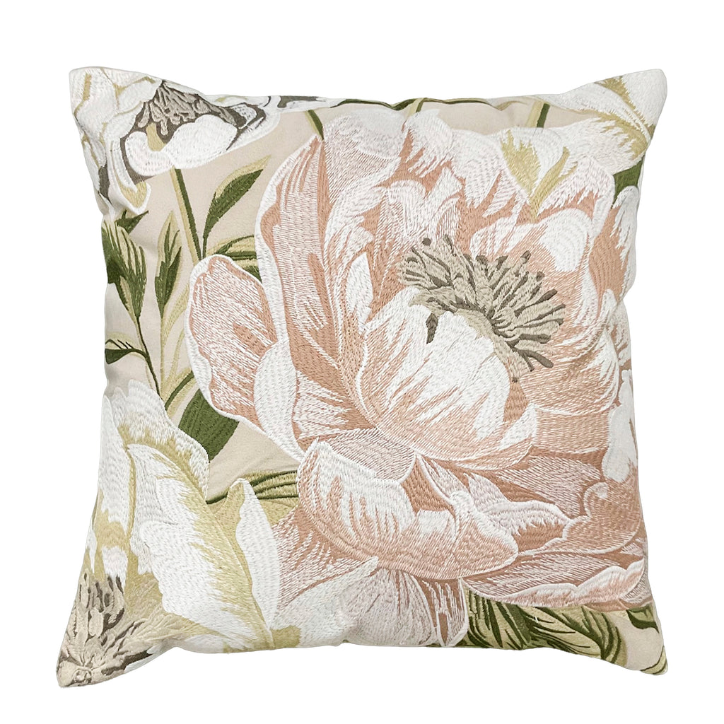 Cushion peony natural velvet PE 50x50