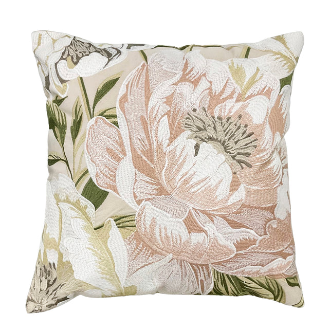Cushion peony natural velvet PE 50x50