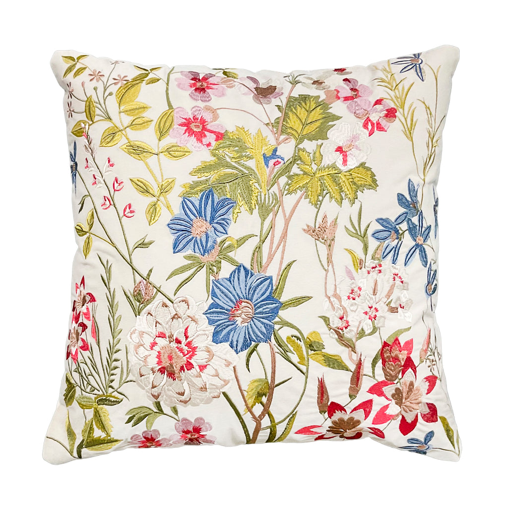 Cushion flowers multi/natural 50x50