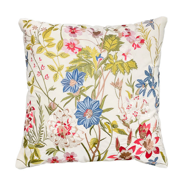 Cushion flowers multi/natural 50x50