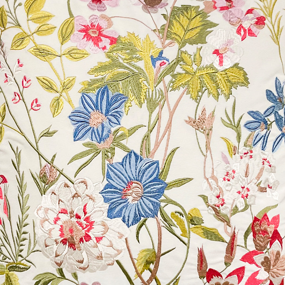Cushion flowers multi/natural 50x50