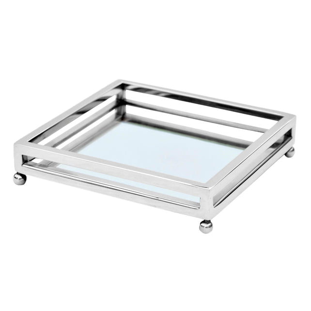 Tray square mirror glass SS/NI 20x20x4