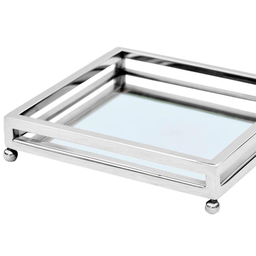 Tray square mirror glass SS/NI 20x20x4