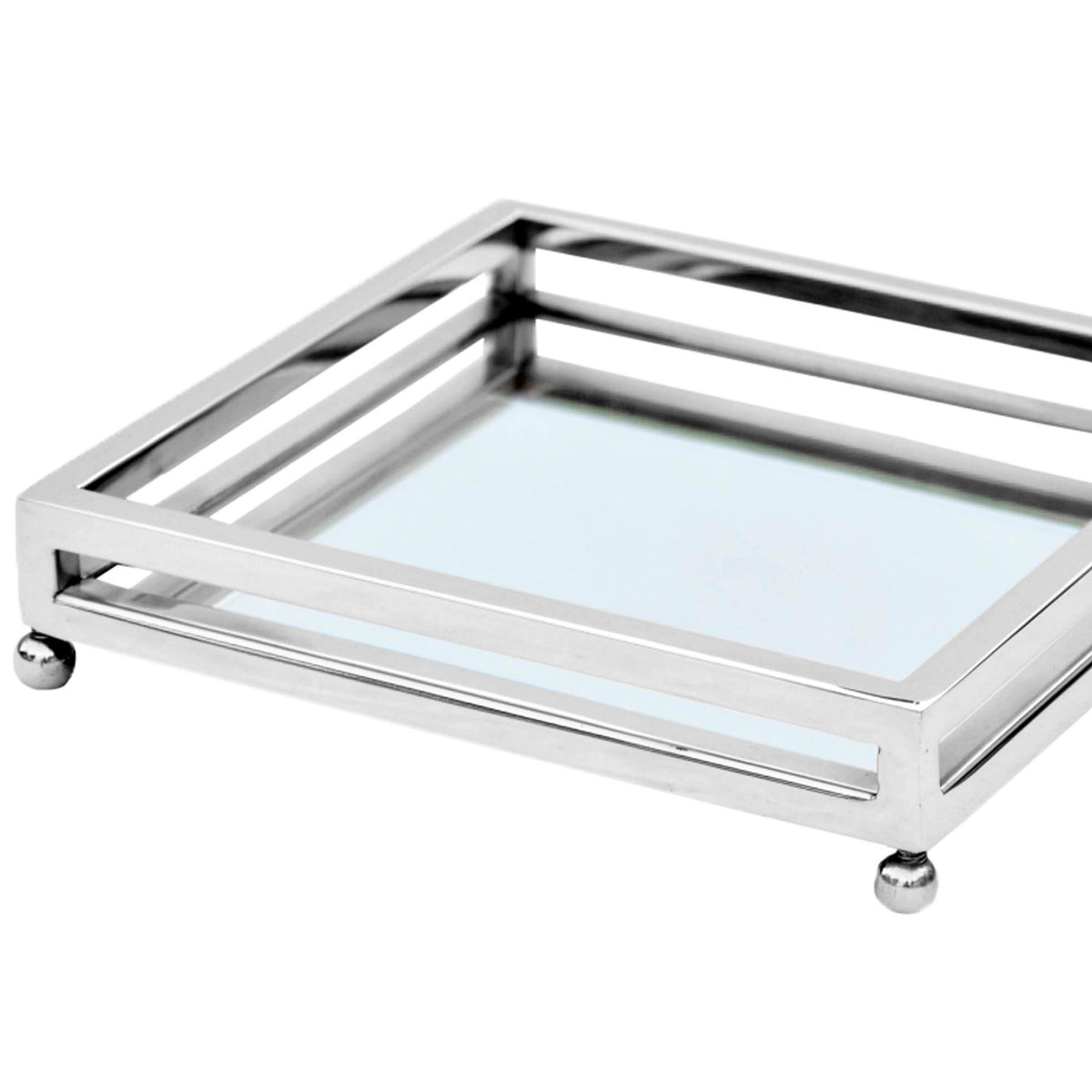 Tray square mirror glass SS/NI 20x20x4