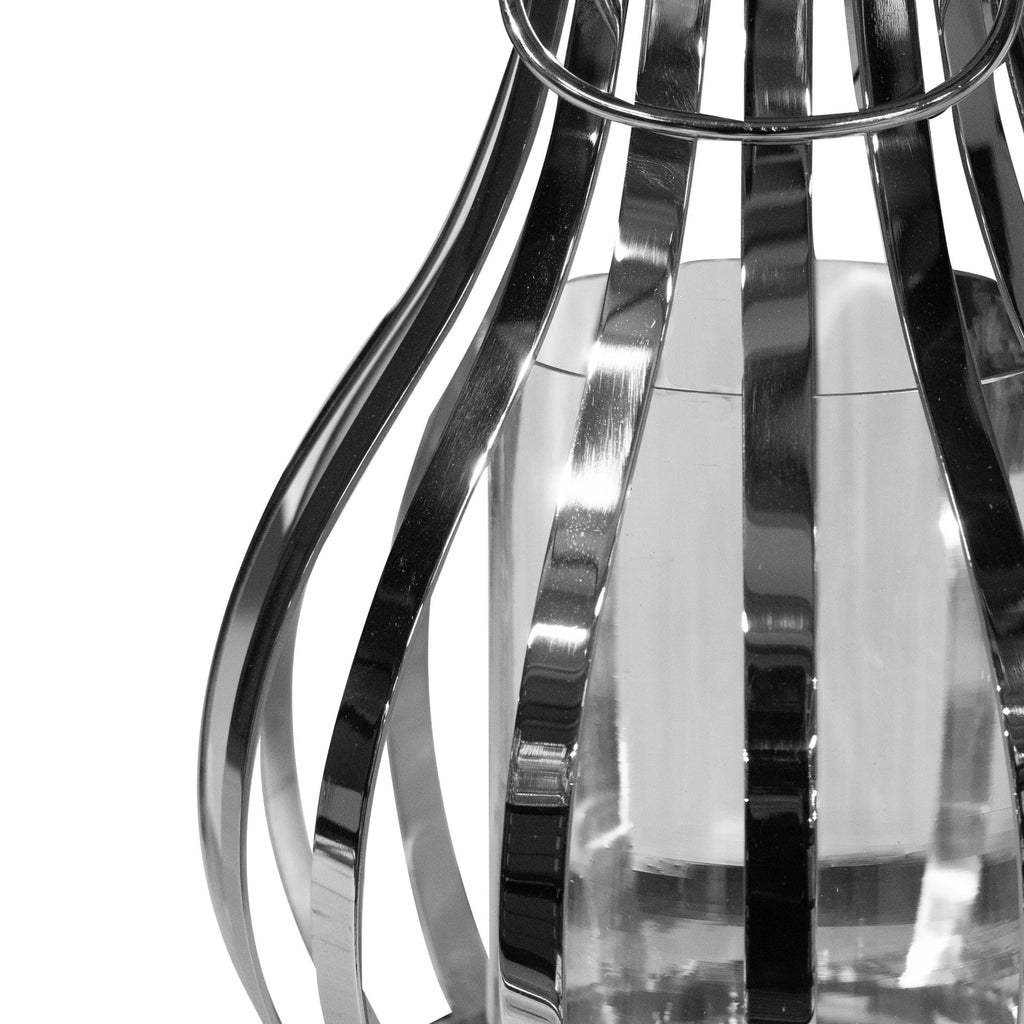 SALE Lantern silver w/glass SS/NI plated 25x25x26