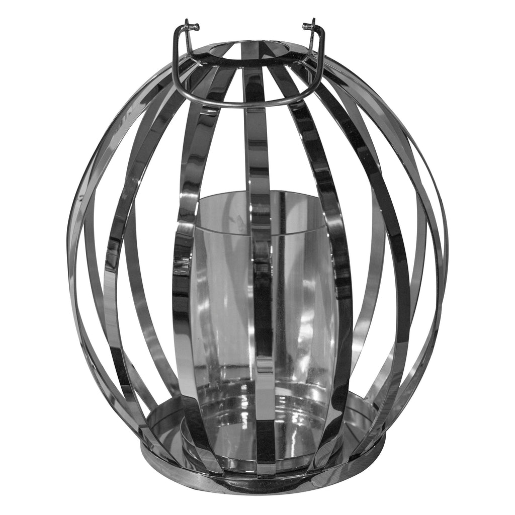 SALE Lantern silver w/glass SS/NI plated 20x20x25