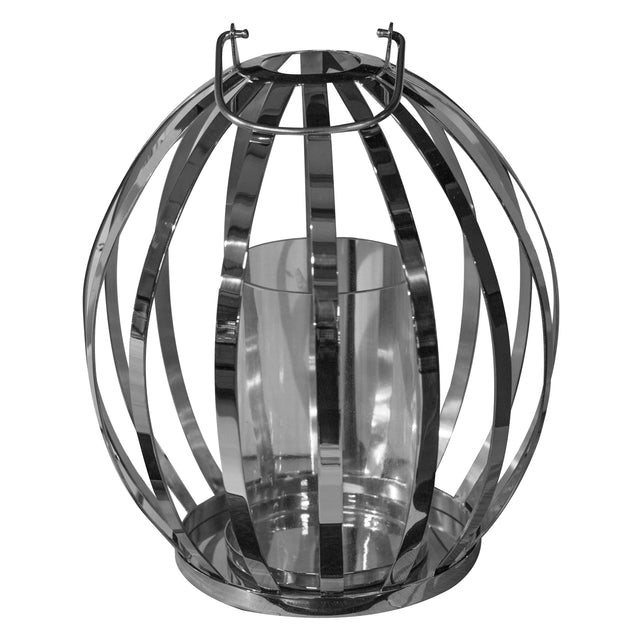 SALE Lantern silver w/glass SS/NI plated 20x20x25
