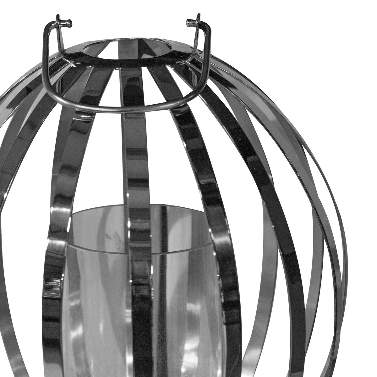 SALE Lantern silver w/glass SS/NI plated 20x20x25