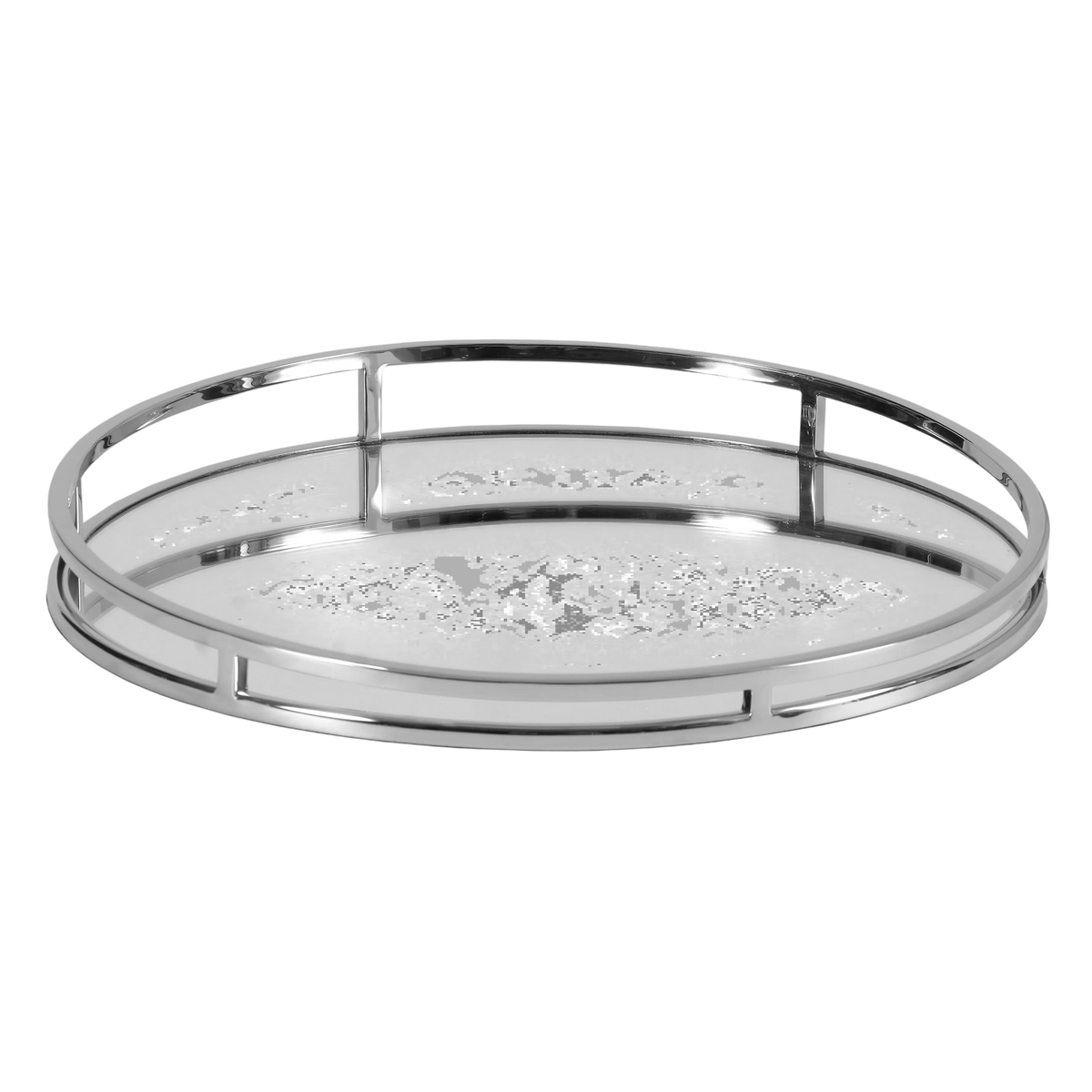 Tray round mirror glass SS/NI 48x48x6