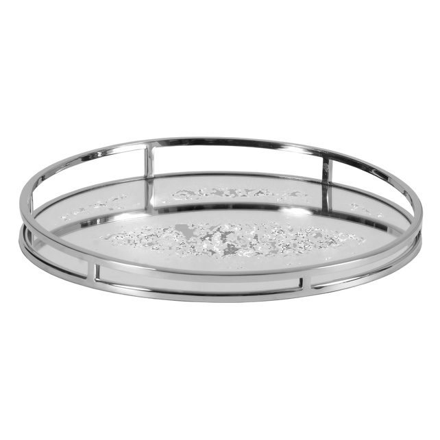 Tray round mirror glass SS/NI 48x48x6