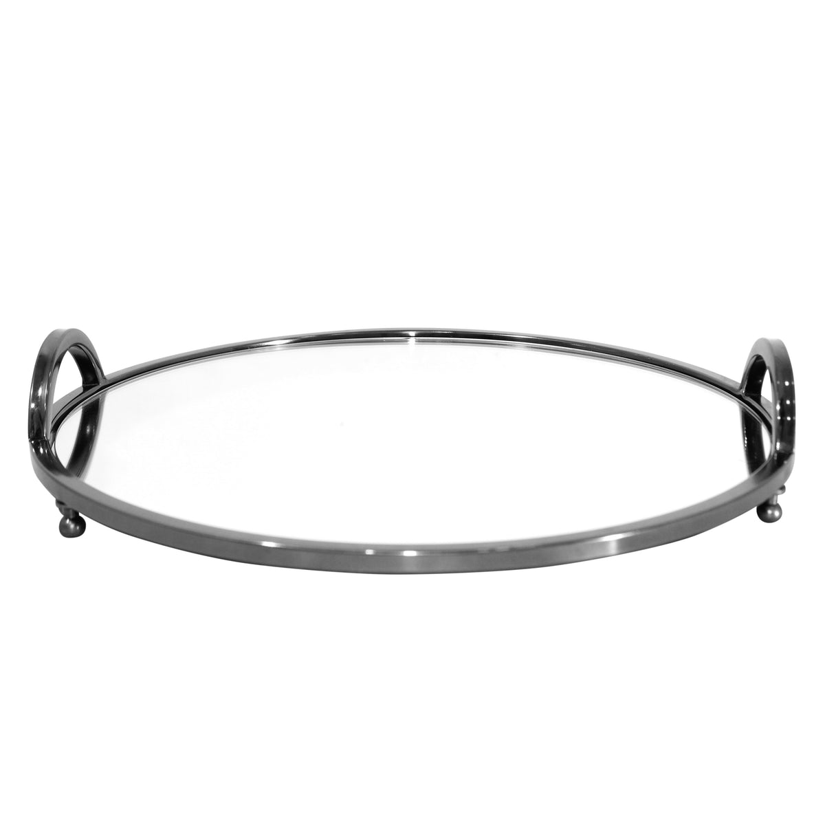 SALE Tray round mirror glass SS/BLACK NICKEL 38x38x7
