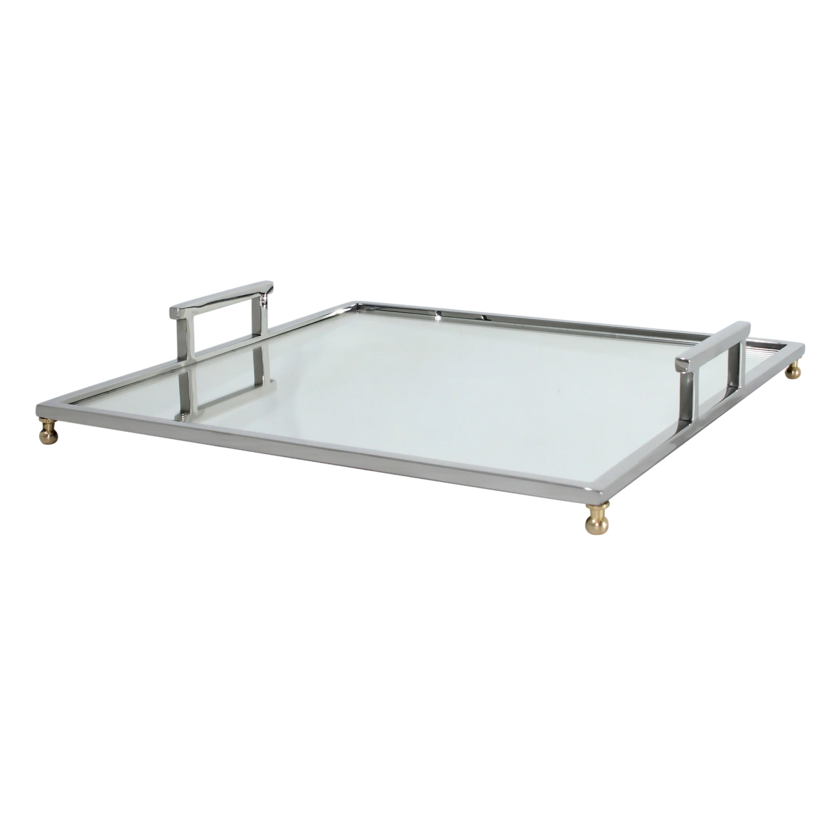 SALE Tray square mirror glass SS/NI 40x40x7