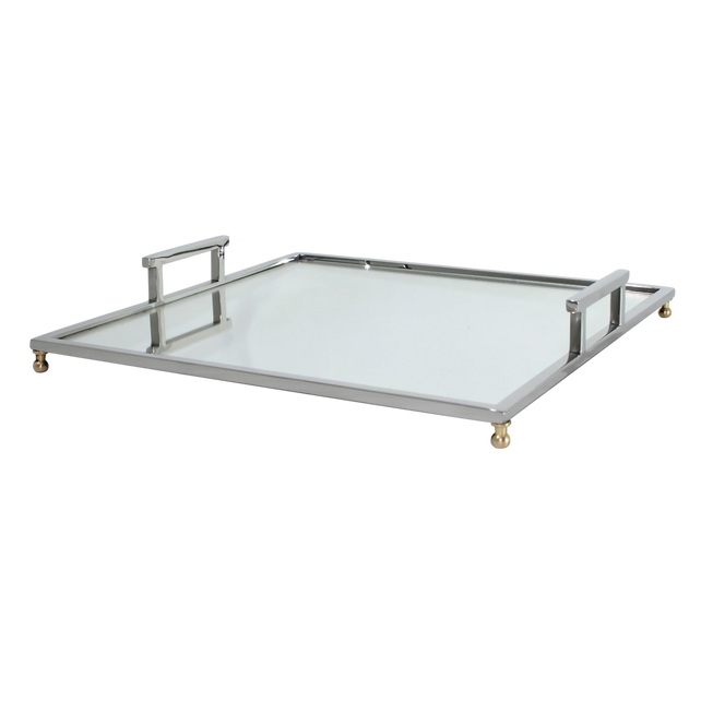 SALE Tray square mirror glass SS/NI 40x40x7