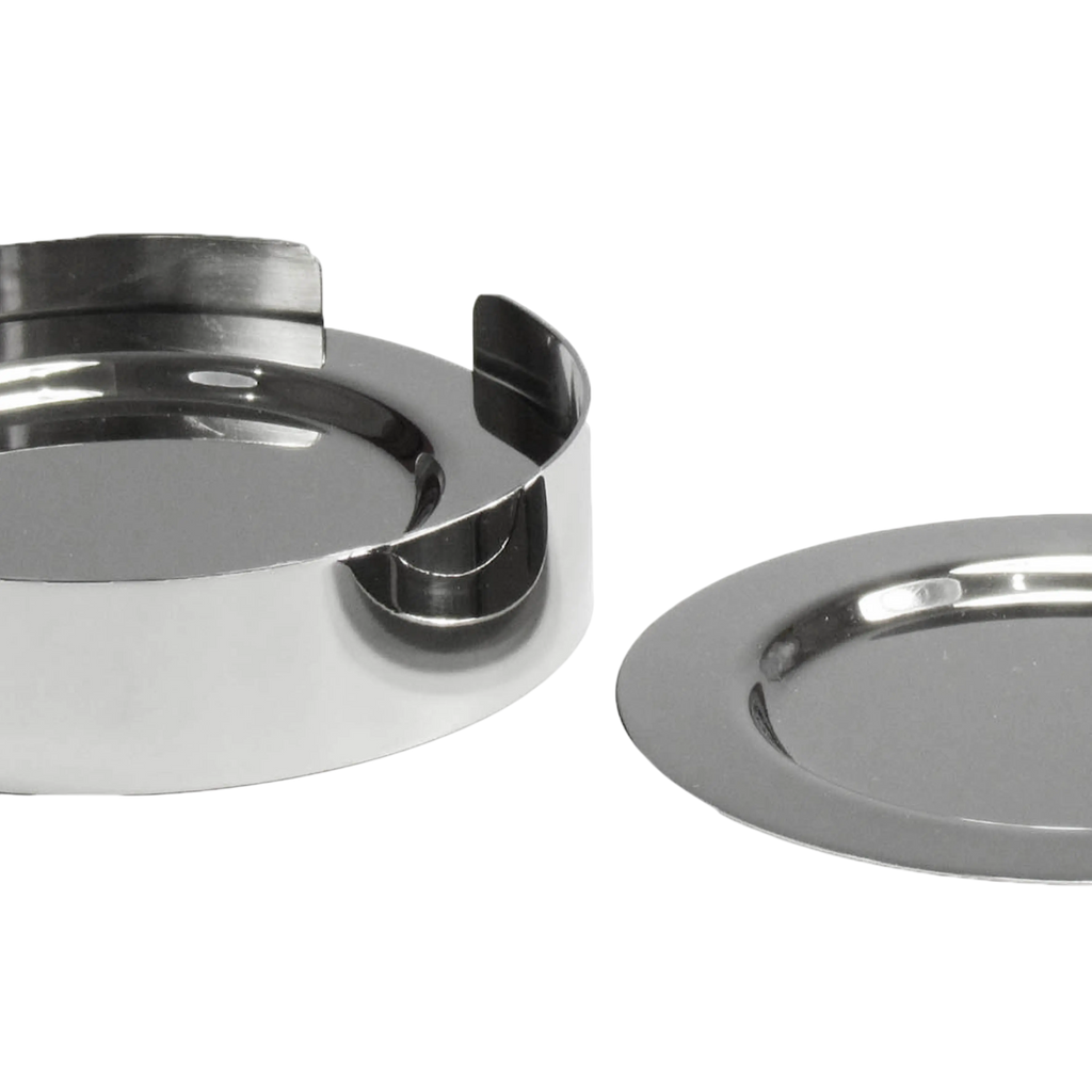 Coaster w/holder SET/4 SS/MDF/NI 14x14x4