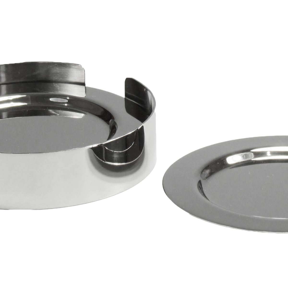 Coaster w/holder SET/4 SS/MDF/NI 14x14x4