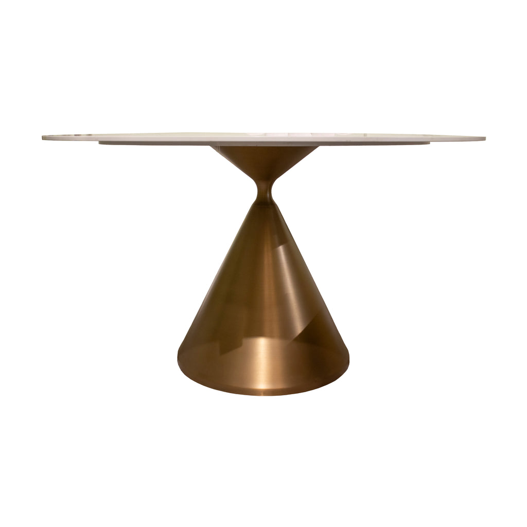 Dining table TOULOUSE ceramic top Ø130x76 frozen gold