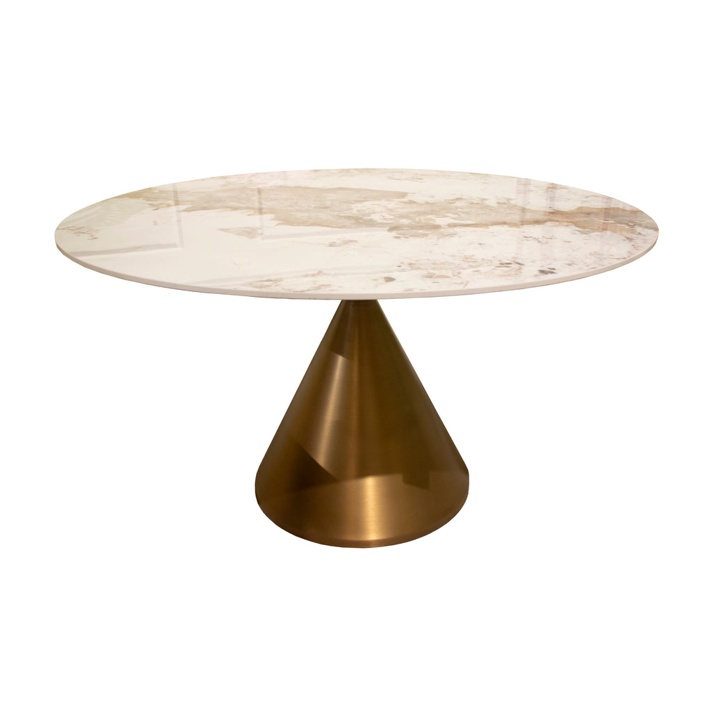 Dining table TOULOUSE ceramic top Ø130x76 frozen gold