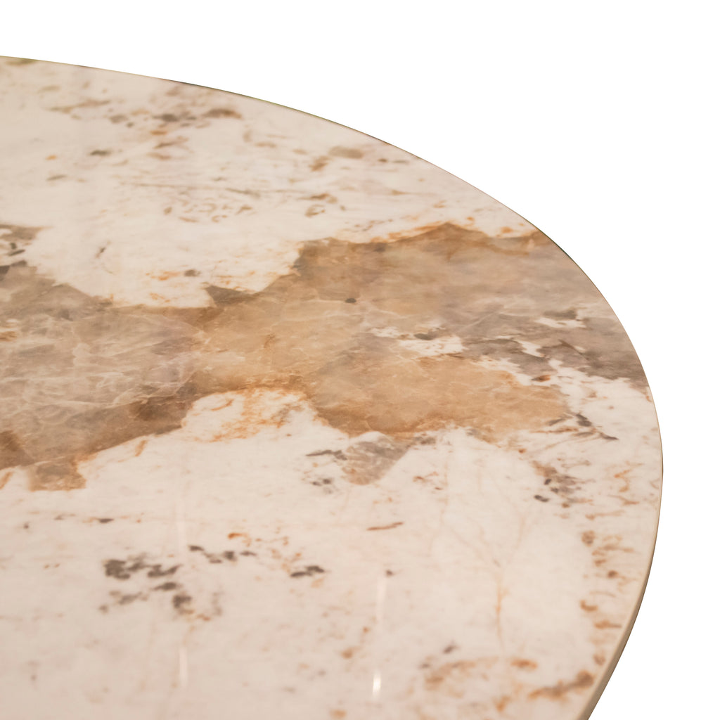 Dining table TOULOUSE ceramic top Ø130x76 frozen gold