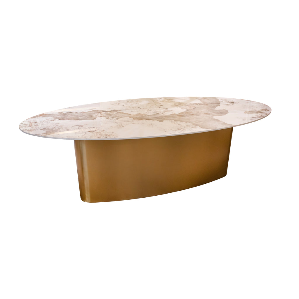 Dining table TOULOUSE ceramic top 200x110x76cm frozen gold