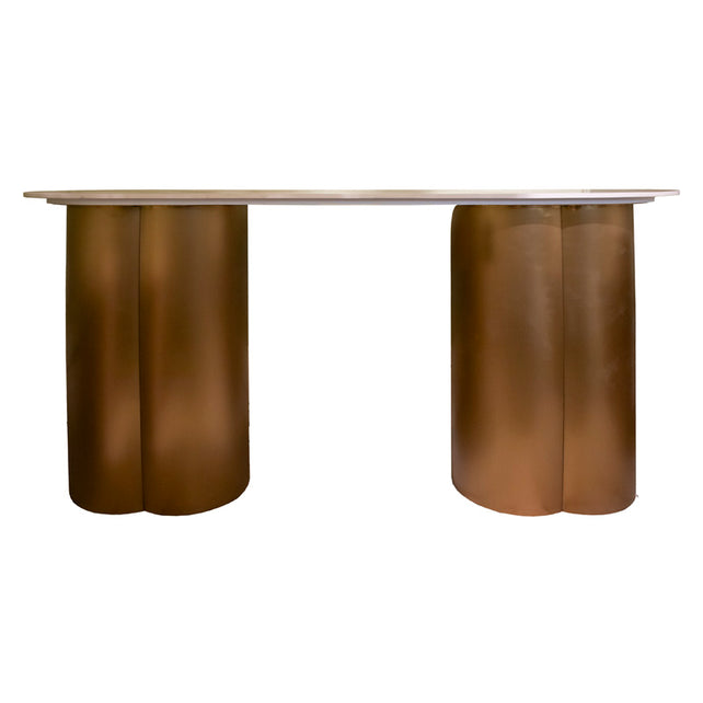 Console table TOULOUSE ceramic top 140x40x76cm frozen gold